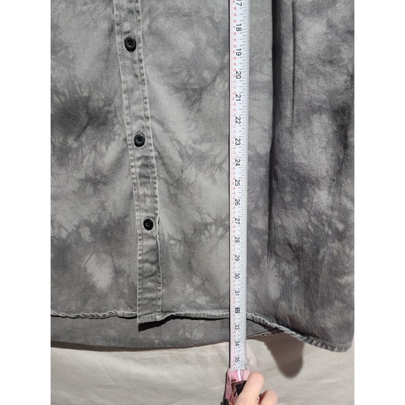 PAC SUN Mens XL Gray Tie Dyed Longer Fit Button Up Casual Long Sleeve Overshirt - Picture 7 of 7